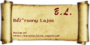 Bársony Lajos névjegykártya